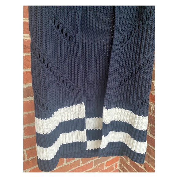 NWOT Anthropologie Maeve Longline Sweater Vest Cardigan in Navy & White XS/S - Picture 5 of 8
